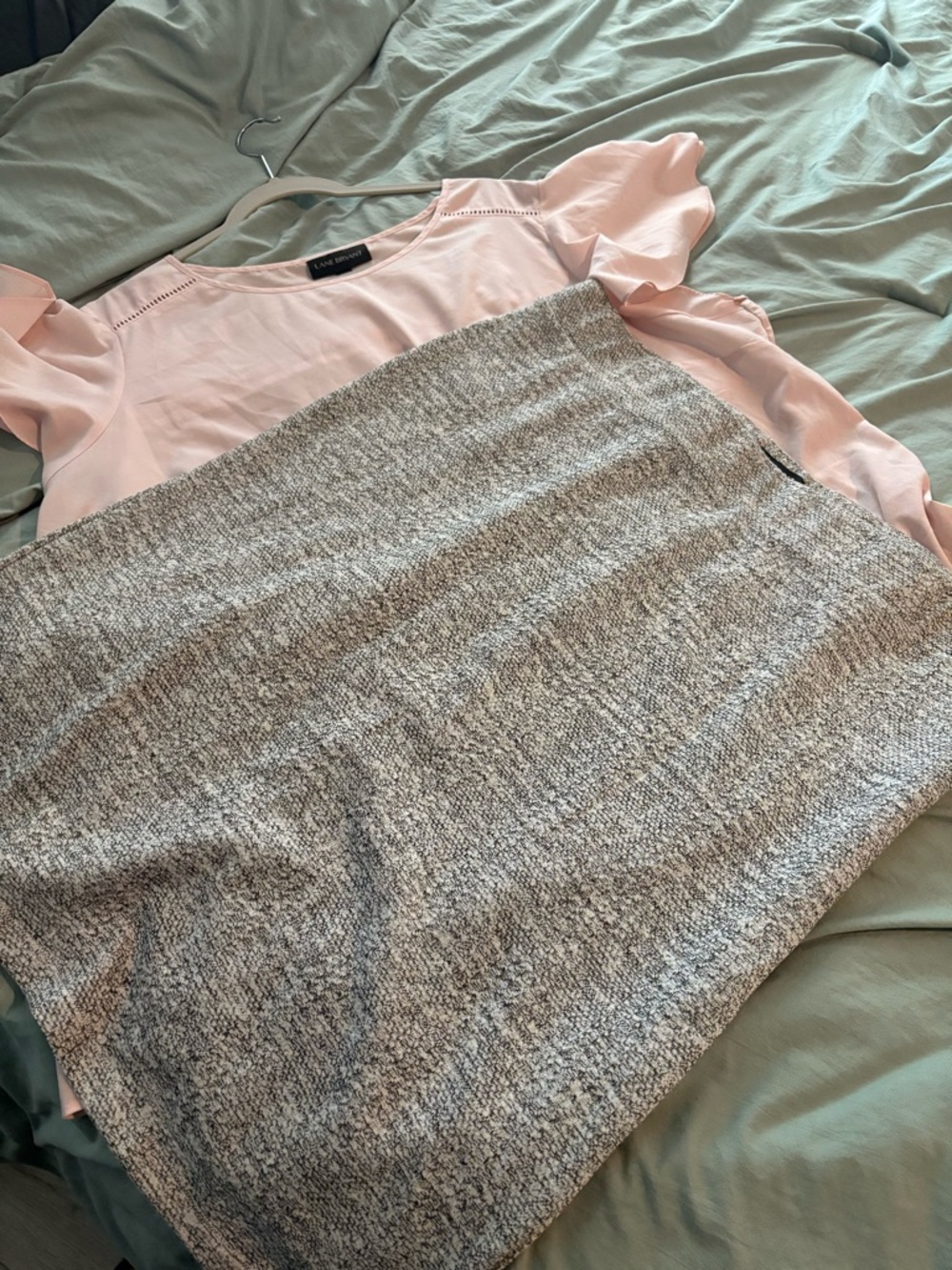 Classic Gray Tweed Pencil Skirt - torrid w pink lane Bryant shirt